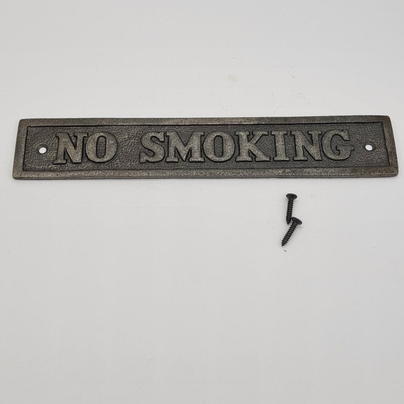 Door Sign Plaque Antique Style Cast Iron NO SMOKING
