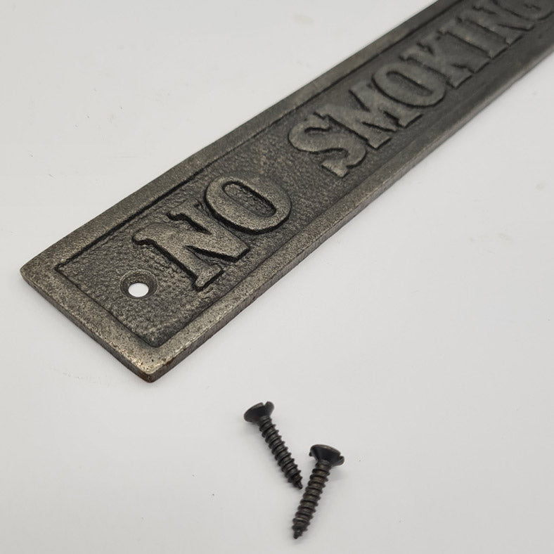 Door Sign Plaque Antique Style Cast Iron NO SMOKING