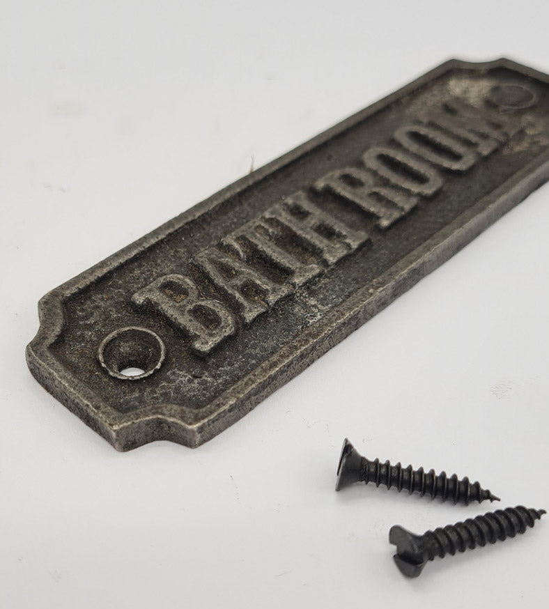 Door Sign Plaque Antique Style Cast Iron BATHROOM