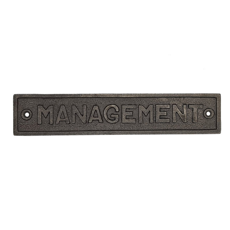 Door Sign Plaque Antique Style Cast Iron MANAGEMENT