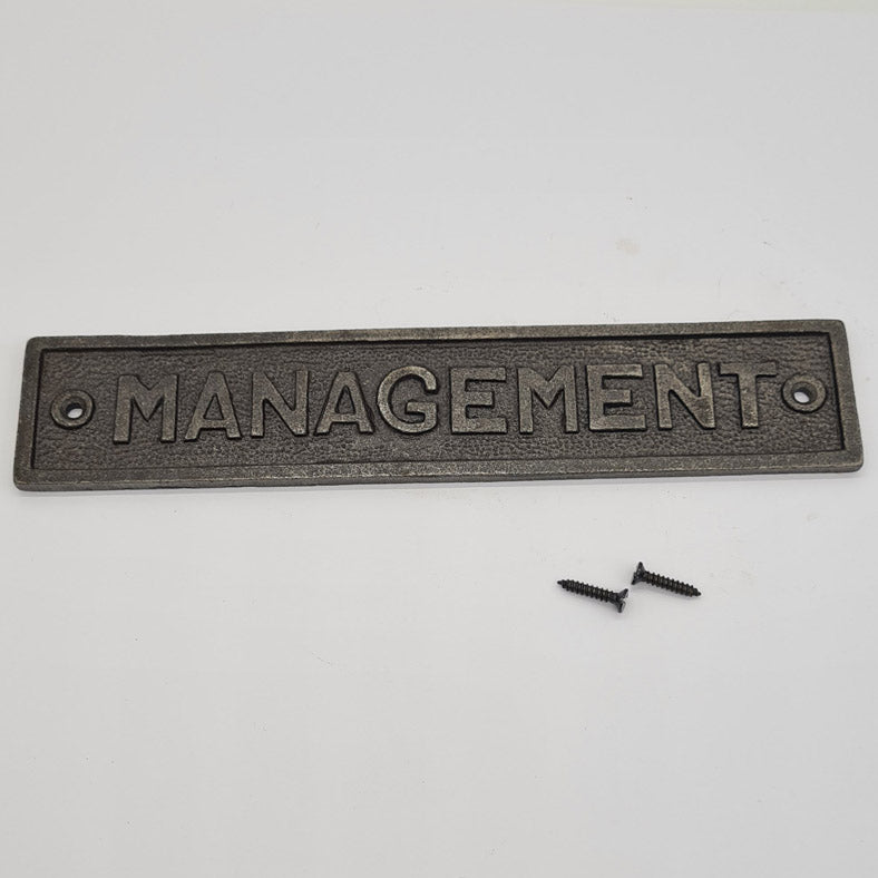 Door Sign Plaque Antique Style Cast Iron MANAGEMENT