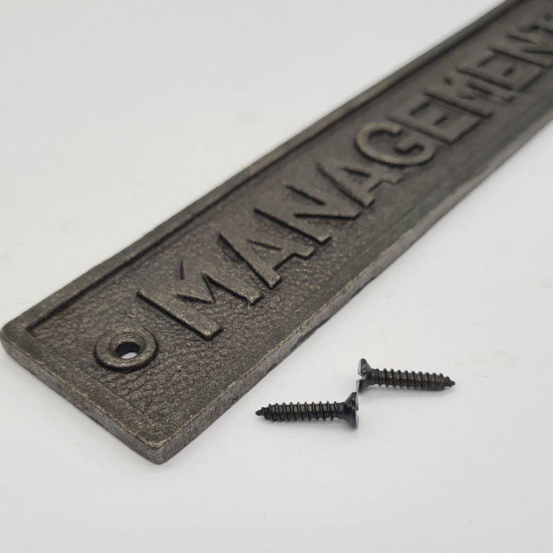 Door Sign Plaque Antique Style Cast Iron MANAGEMENT