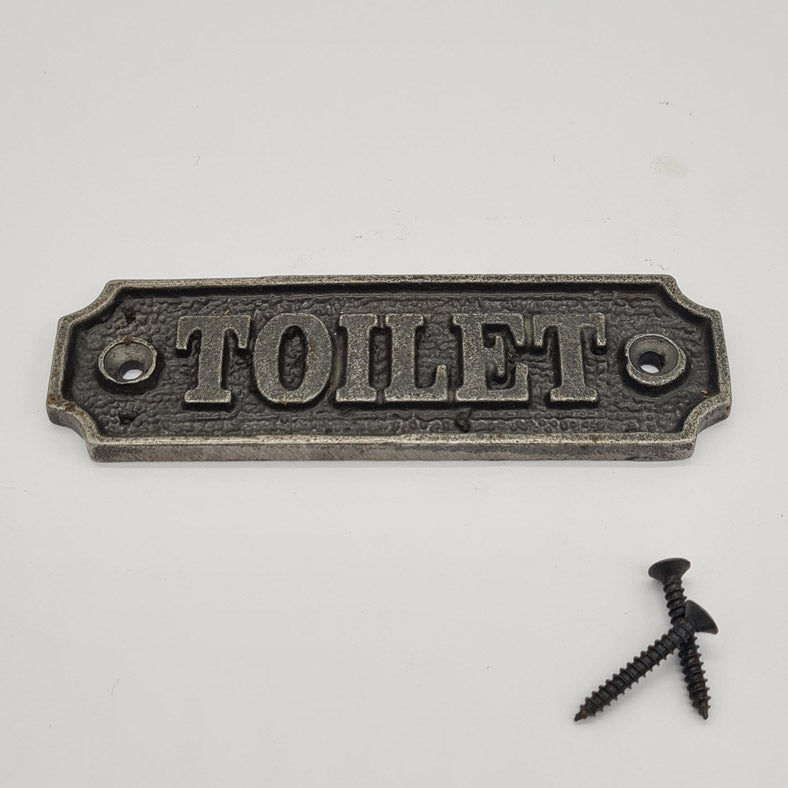 Door Sign Plaque Antique Style Cast Iron TOILET