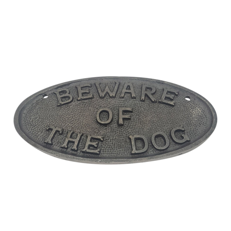 Door Sign Plaque Antique Style Cast Iron BEWARE OF THE DOG