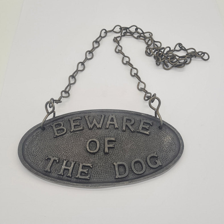 Door Sign Plaque Antique Style Cast Iron BEWARE OF THE DOG