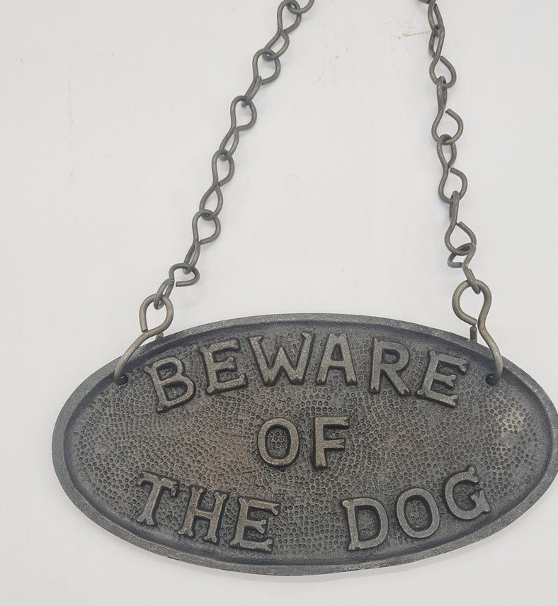Door Sign Plaque Antique Style Cast Iron BEWARE OF THE DOG