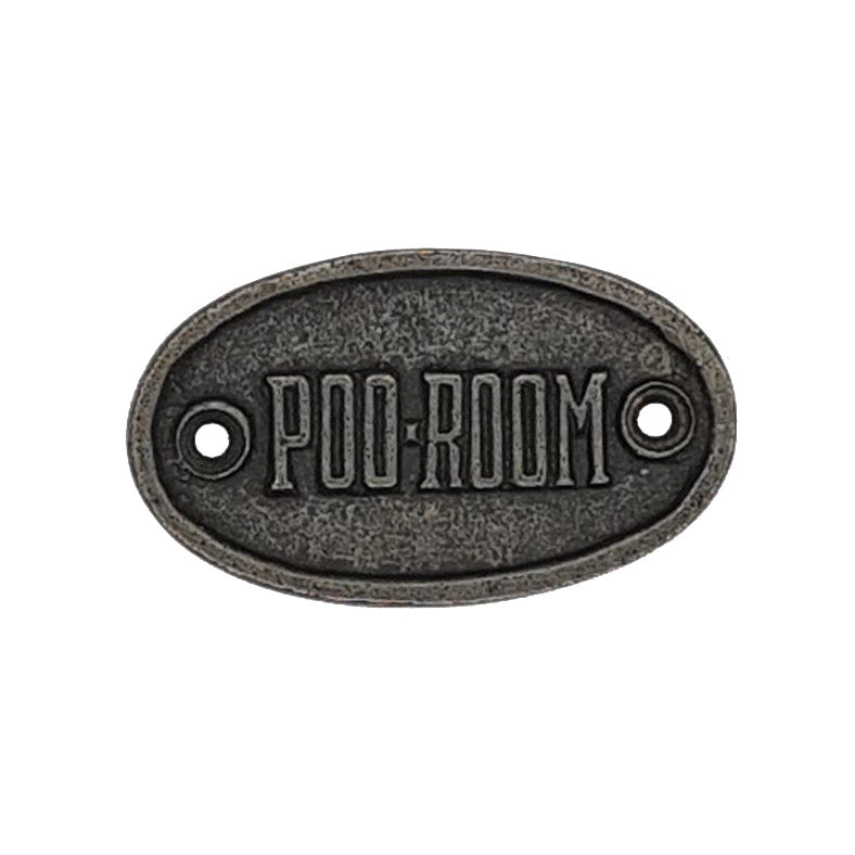 Door Sign Plaque Antique Style Cast Iron POO ROOM