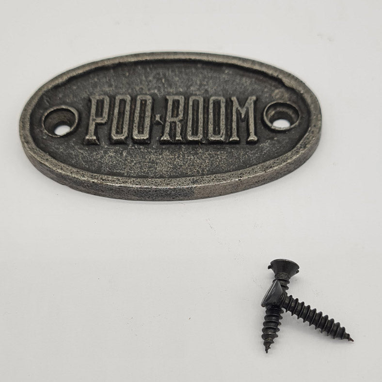Door Sign Plaque Antique Style Cast Iron POO ROOM