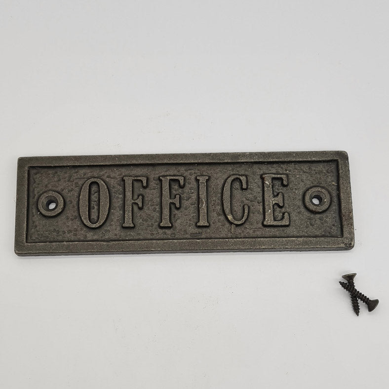 Door Sign Plaque Antique Style Cast Iron OFFICE