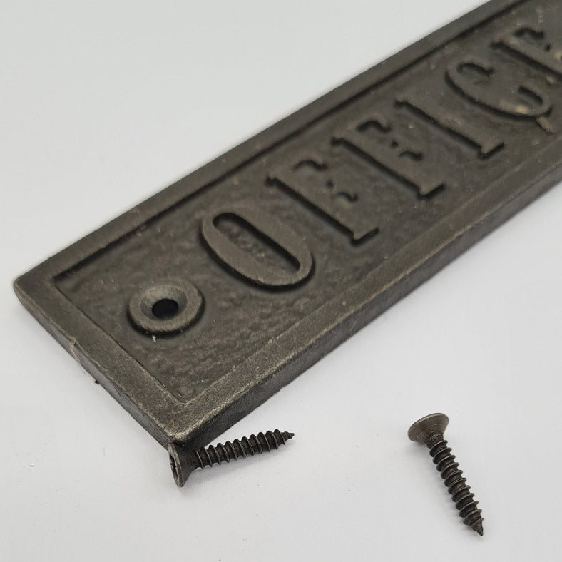 Door Sign Plaque Antique Style Cast Iron OFFICE