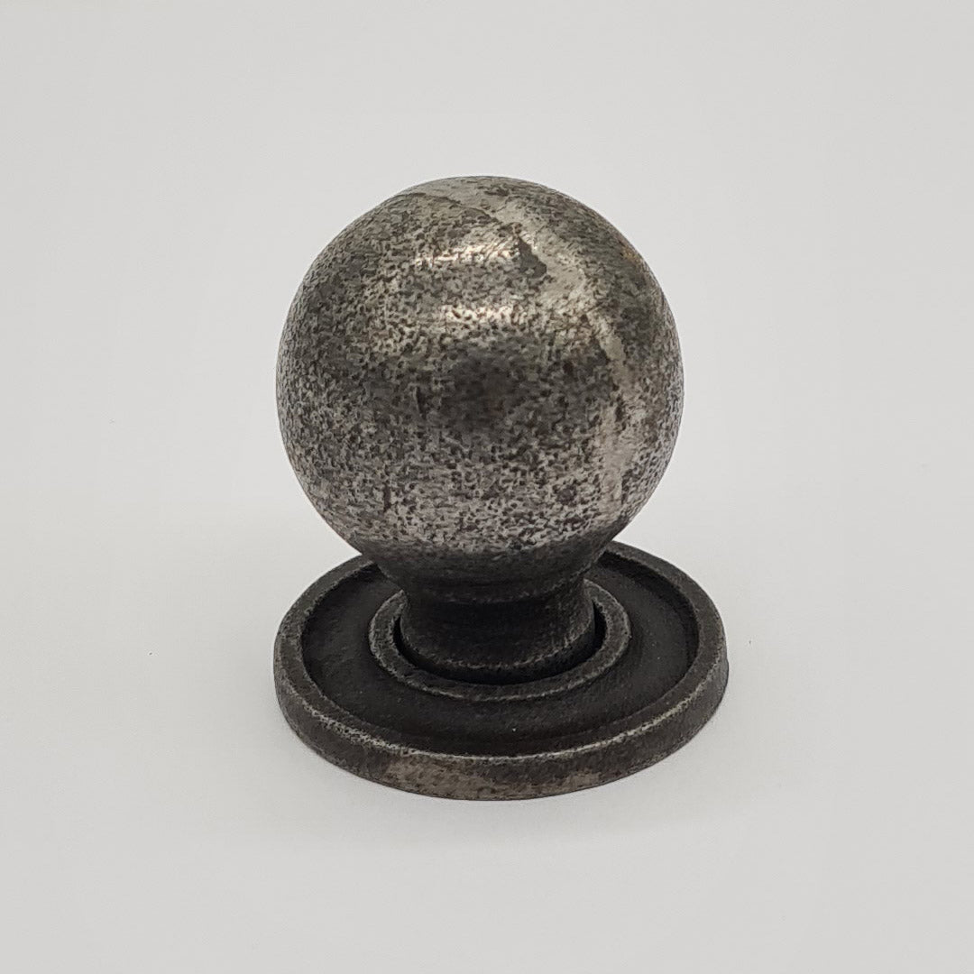 Ball Knob and Plate Cast Antique Iron 32mm
