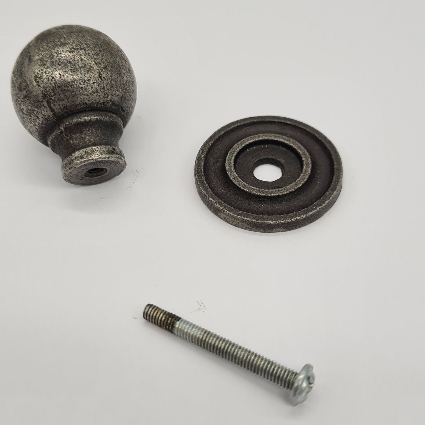 Ball Knob and Plate Cast Antique Iron 32mm
