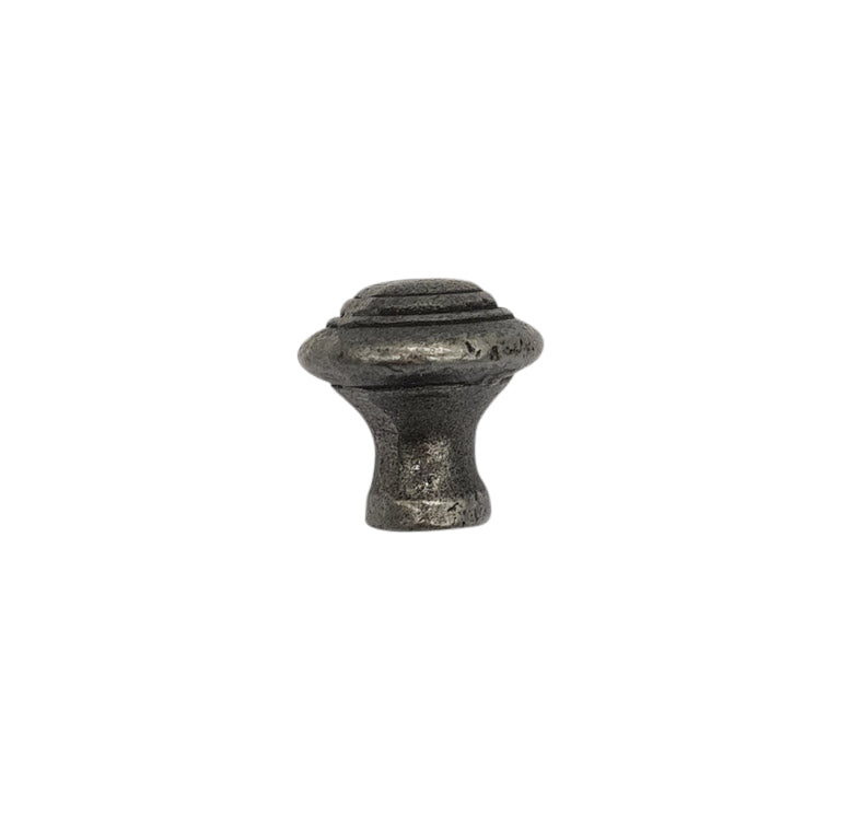 Domed Knob with Circular Rings Antique Iron 25mm