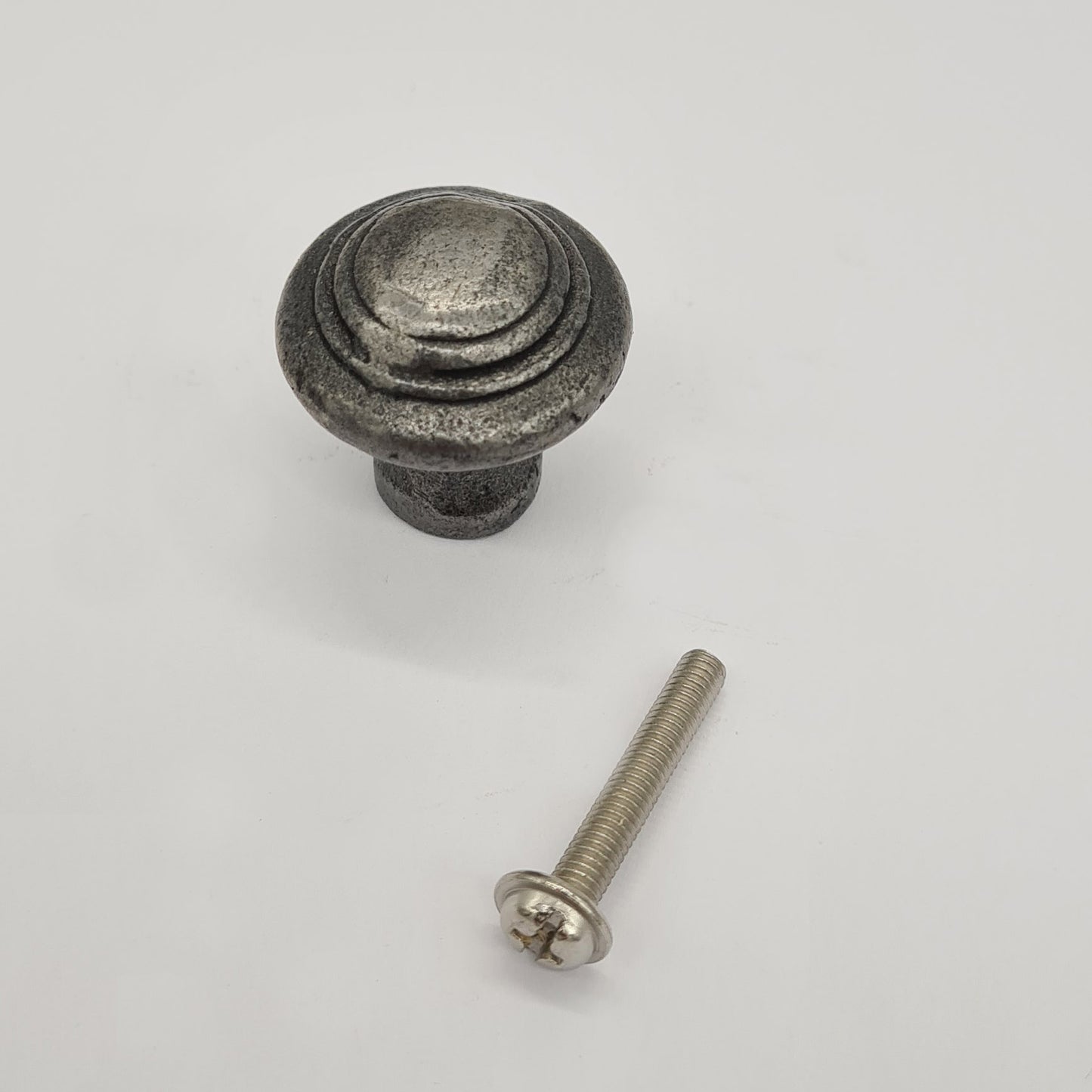 Domed Knob with Circular Rings Antique Iron 25mm