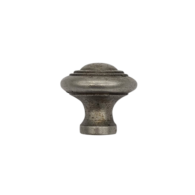 Domed Knob with Circular Rings Antique Iron 32mm