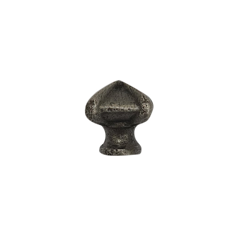 Square Pyramid Knob with Circular Rings Antique Iron 32mm