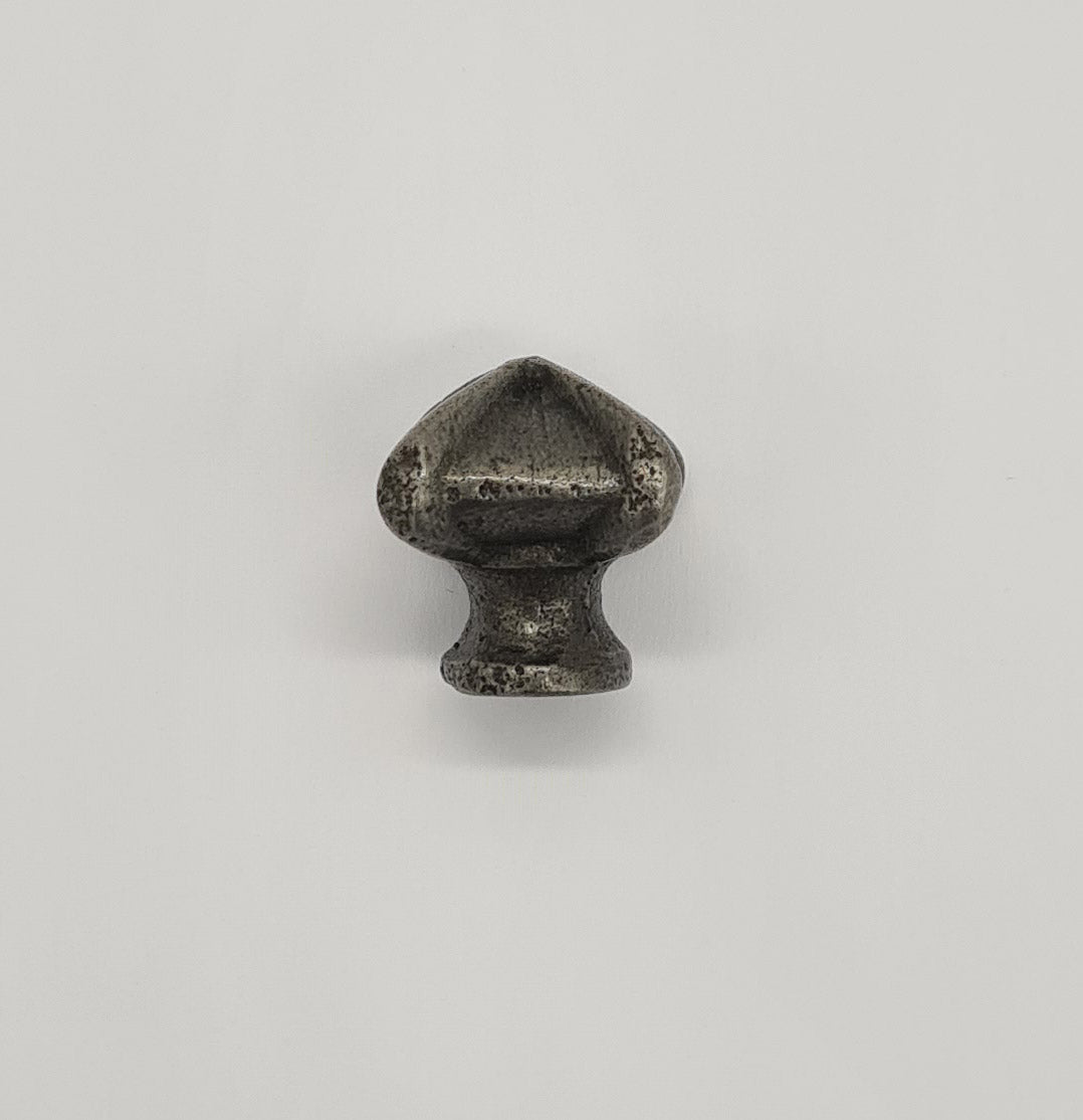 Square Pyramid Knob with Circular Rings Antique Iron 32mm