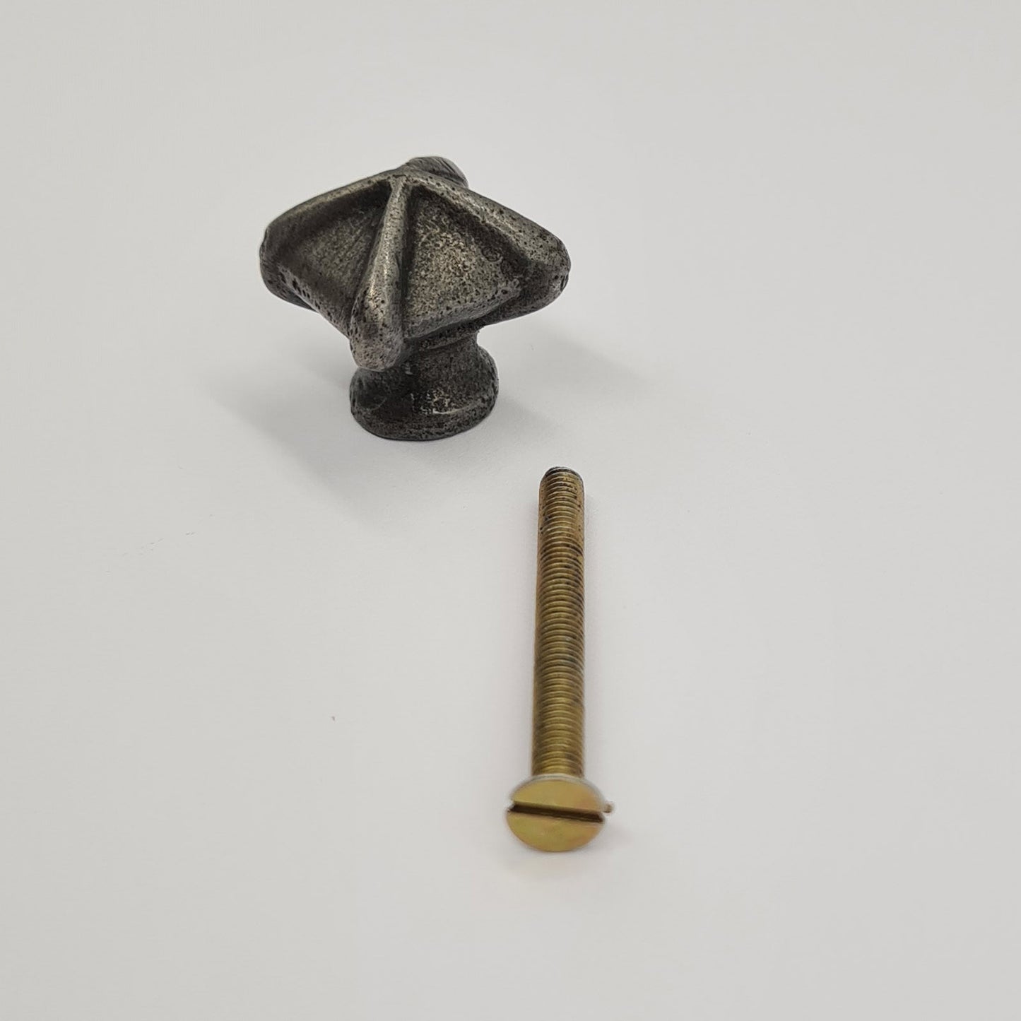 Square Pyramid Knob with Circular Rings Antique Iron 32mm