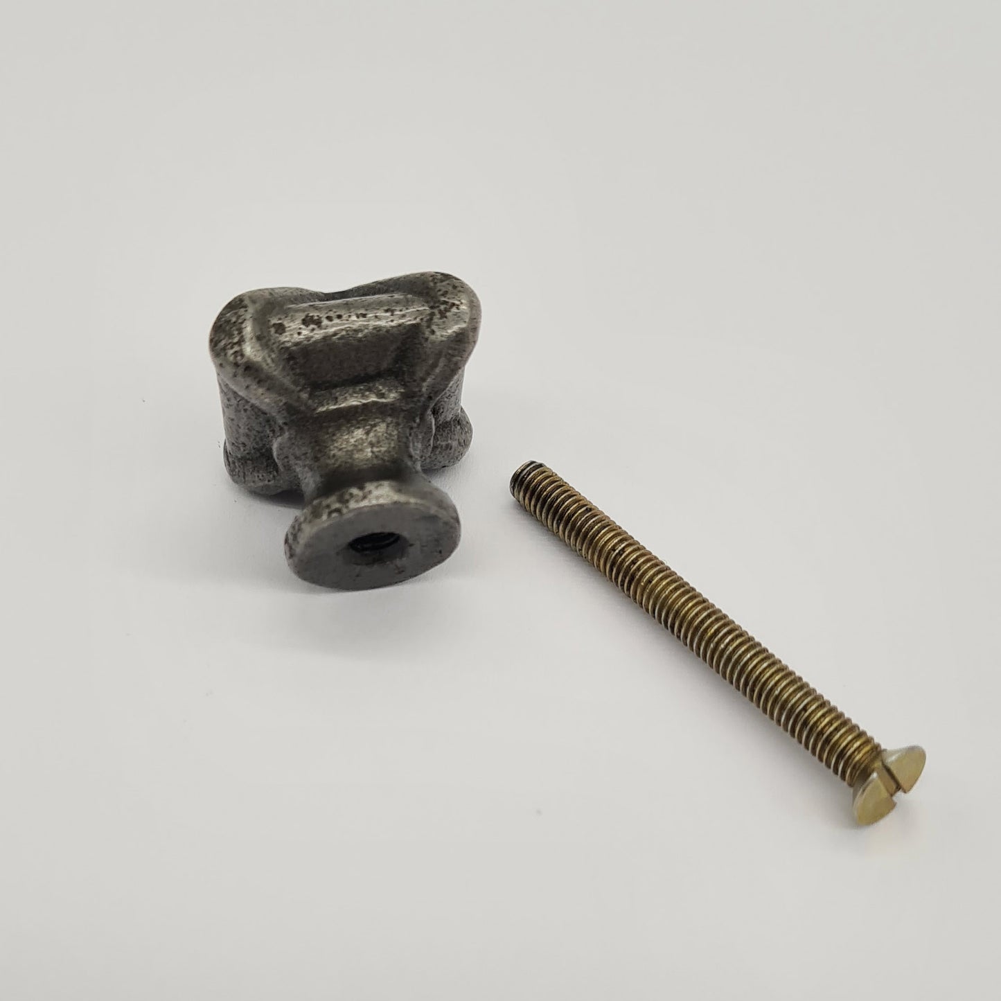 Square Pyramid Knob with Circular Rings Antique Iron 32mm