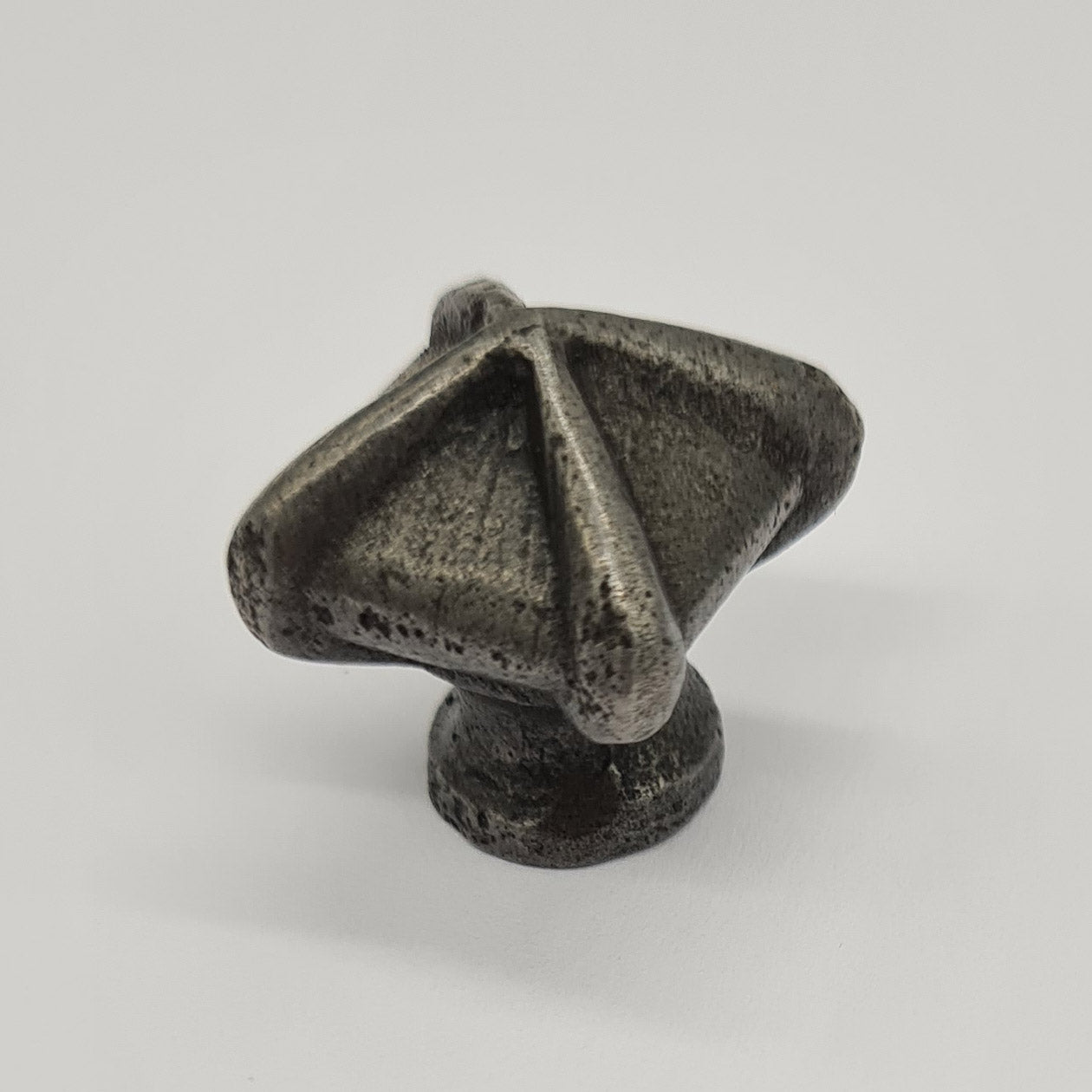 Square Pyramid Knob with Circular Rings Antique Iron 32mm