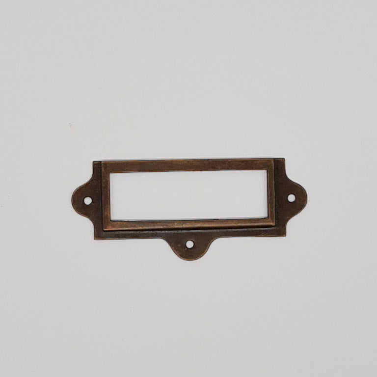 Library Label Card Frame with Lugs Antique Iron 90mm