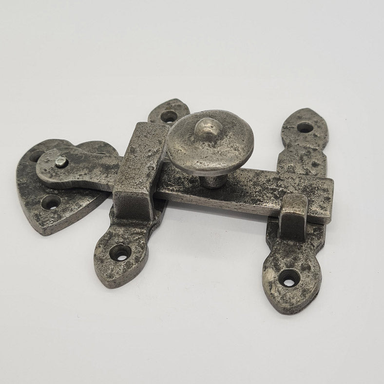 Heart Design Cast Iron Cupboard Door Latch, Surface mount