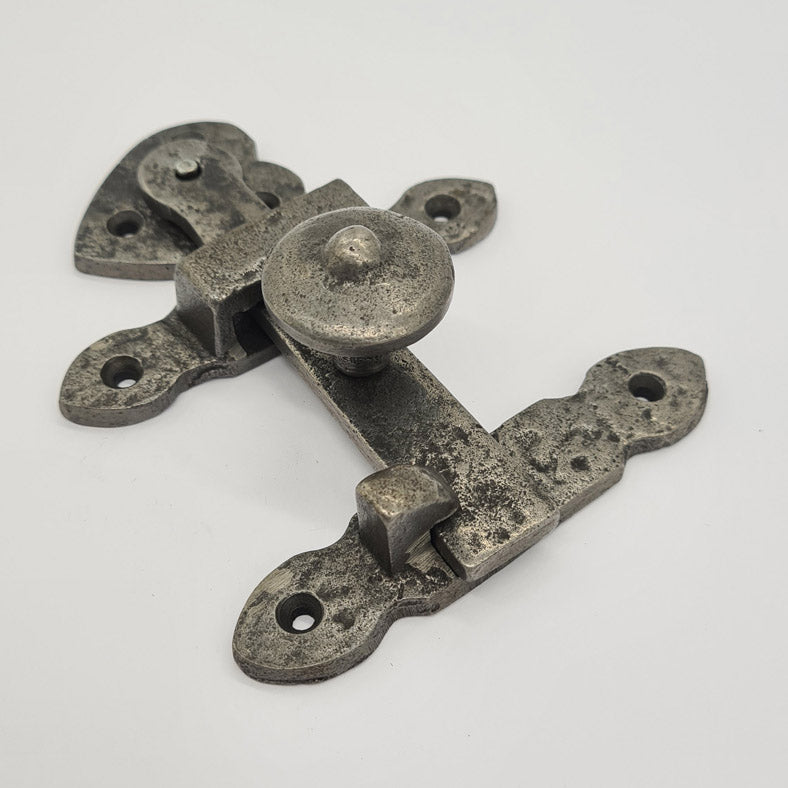 Heart Design Cast Iron Cupboard Door Latch, Surface mount