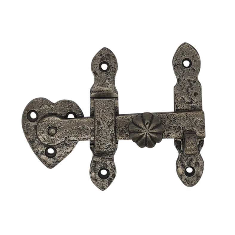 Heart Design Cast Iron Cupboard Door Latch, Surface mount