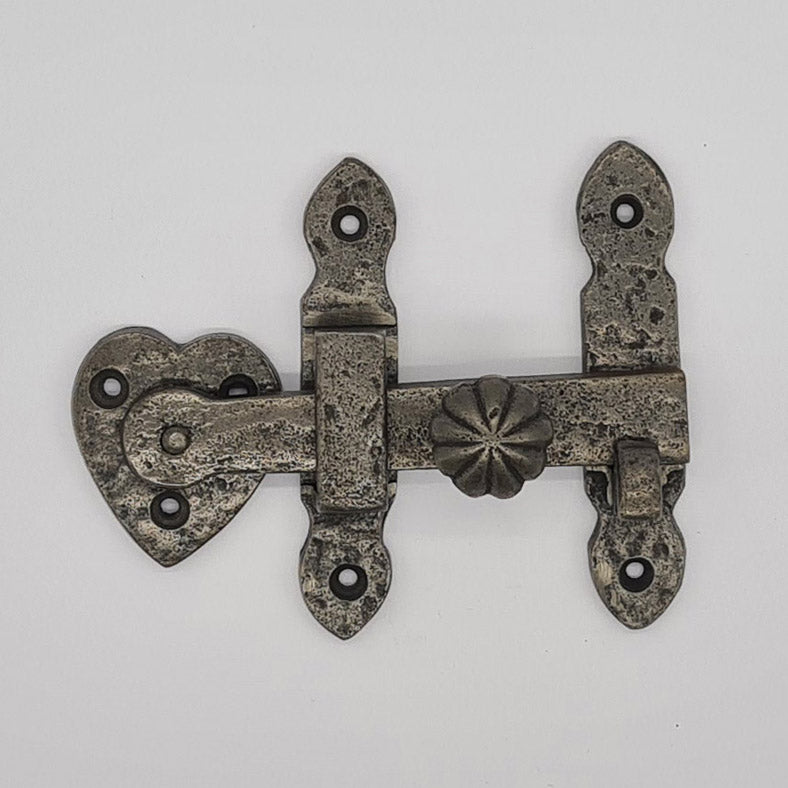 Heart Design Cast Iron Cupboard Door Latch, Surface mount