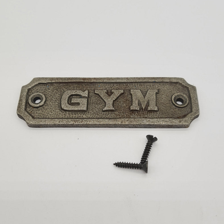 Door Sign Plaque Antique Style Cast Iron GYM