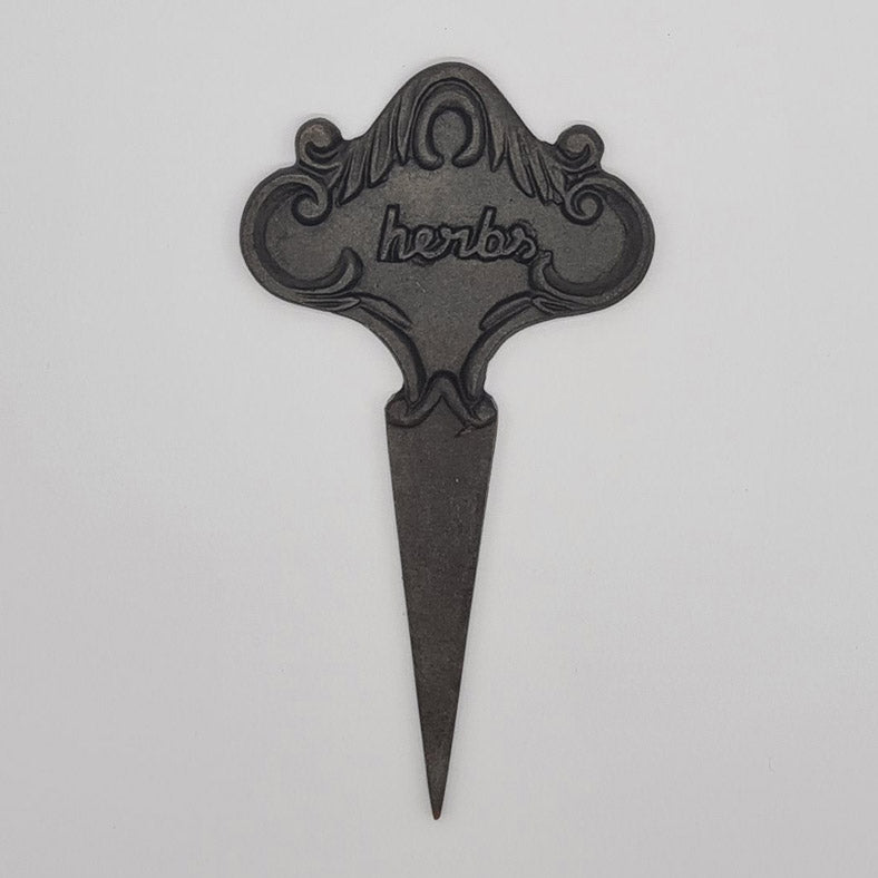 Cast Iron plant stake with HERBS design