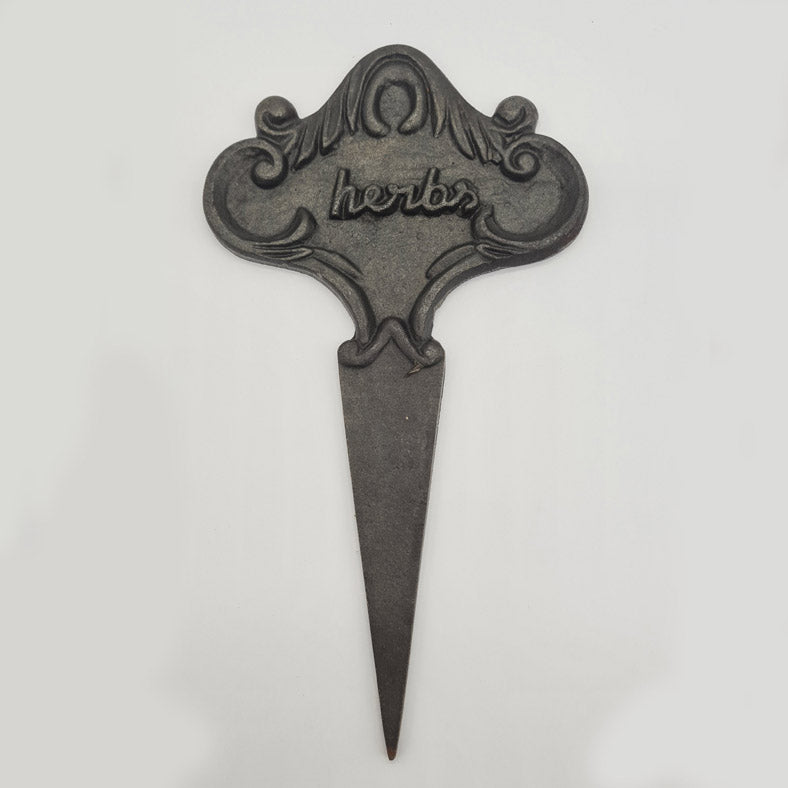 Cast Iron plant stake with HERBS design