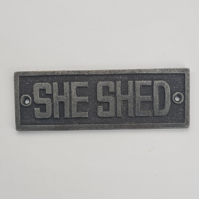 Door Sign Plaque Antique Style Cast Iron SHE SHED