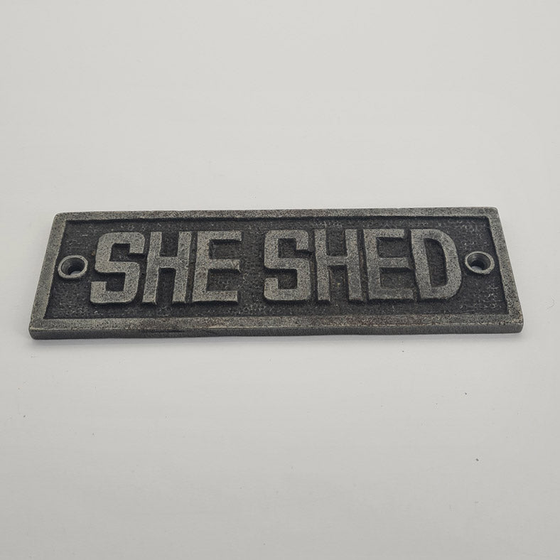 Door Sign Plaque Antique Style Cast Iron SHE SHED