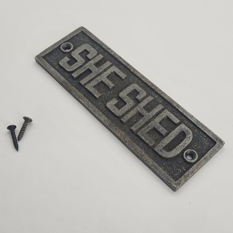 Door Sign Plaque Antique Style Cast Iron SHE SHED
