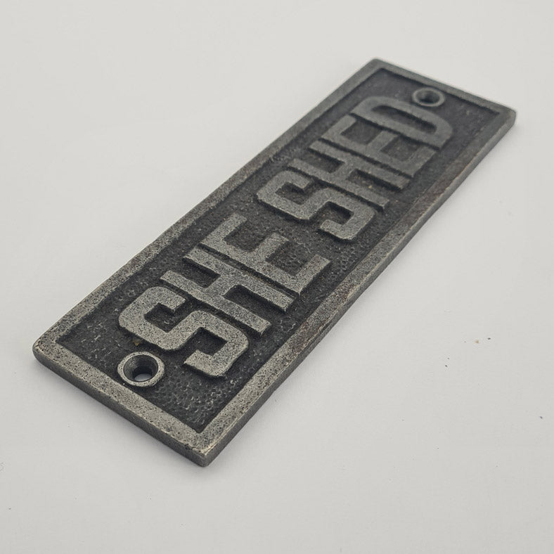 Door Sign Plaque Antique Style Cast Iron SHE SHED