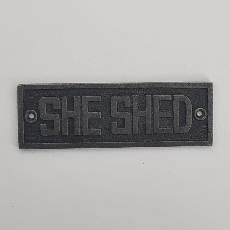 Door Sign Plaque Antique Style Cast Iron SHE SHED