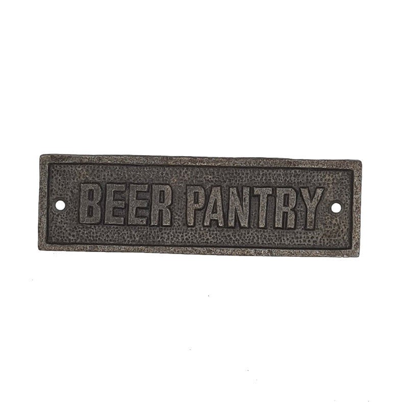 Door Sign Plaque Antique Style Cast Iron BEER PANTRY