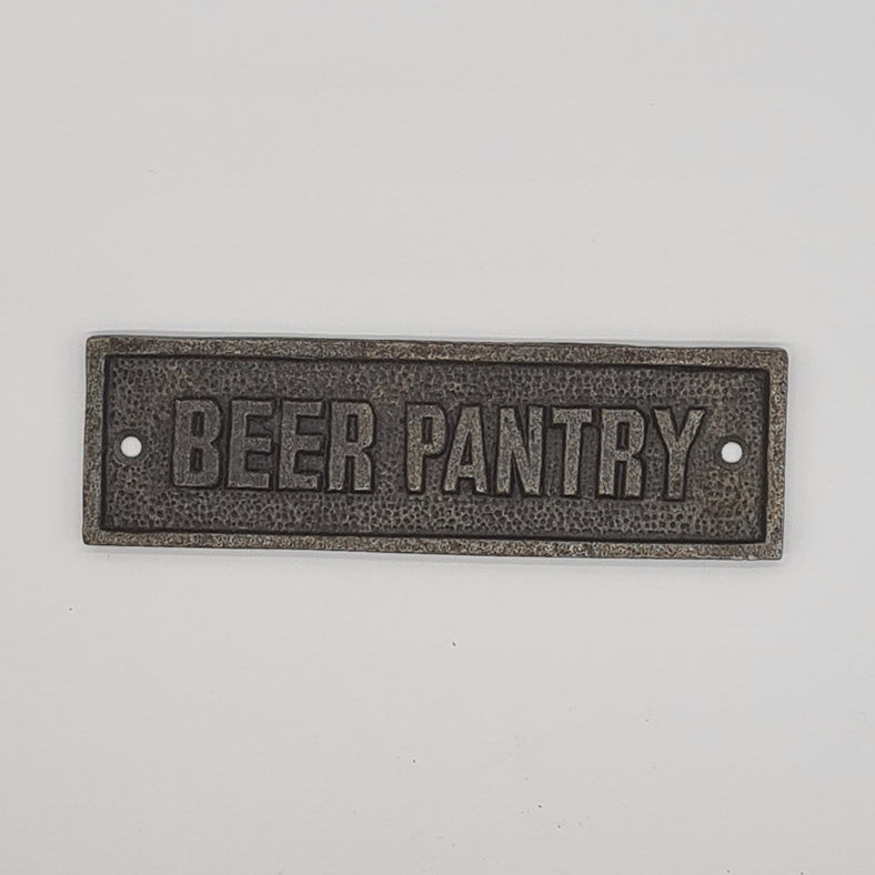 Door Sign Plaque Antique Style Cast Iron BEER PANTRY