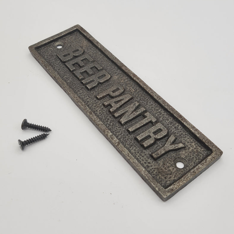 Door Sign Plaque Antique Style Cast Iron BEER PANTRY