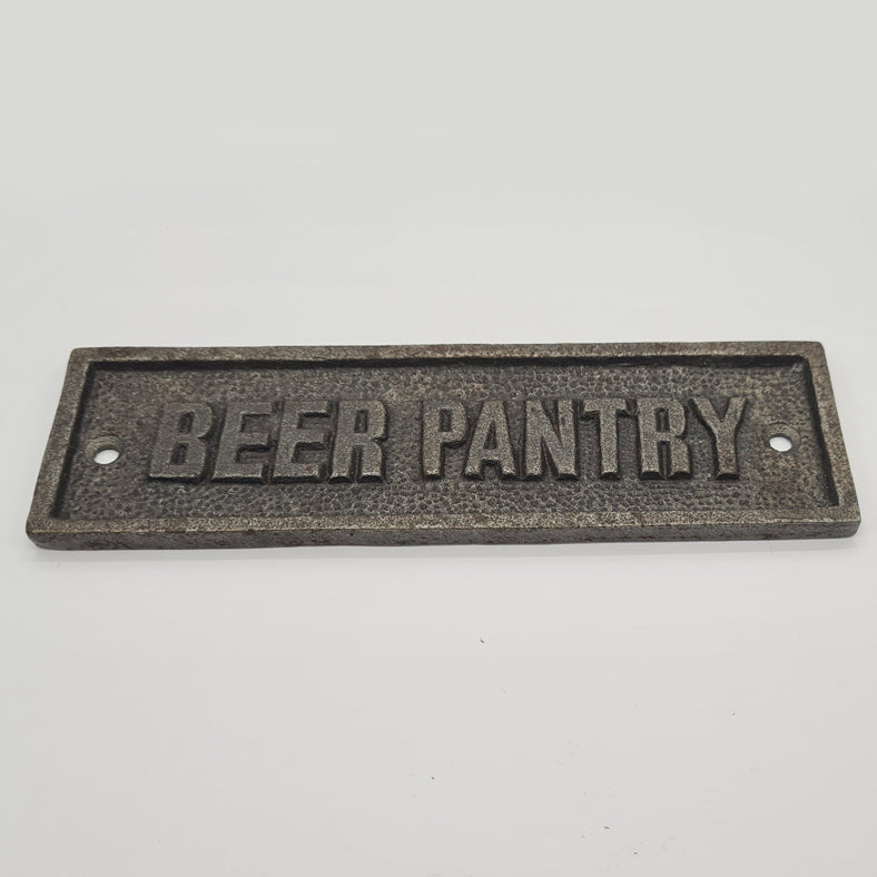 Door Sign Plaque Antique Style Cast Iron BEER PANTRY