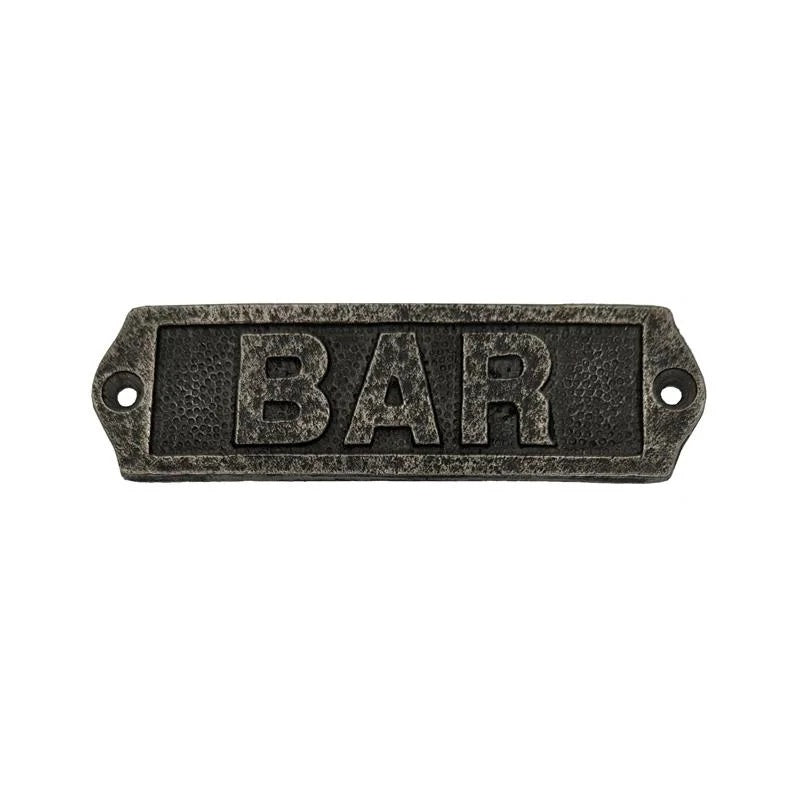 BAR Sign Plaque Antique Style Cast Iron