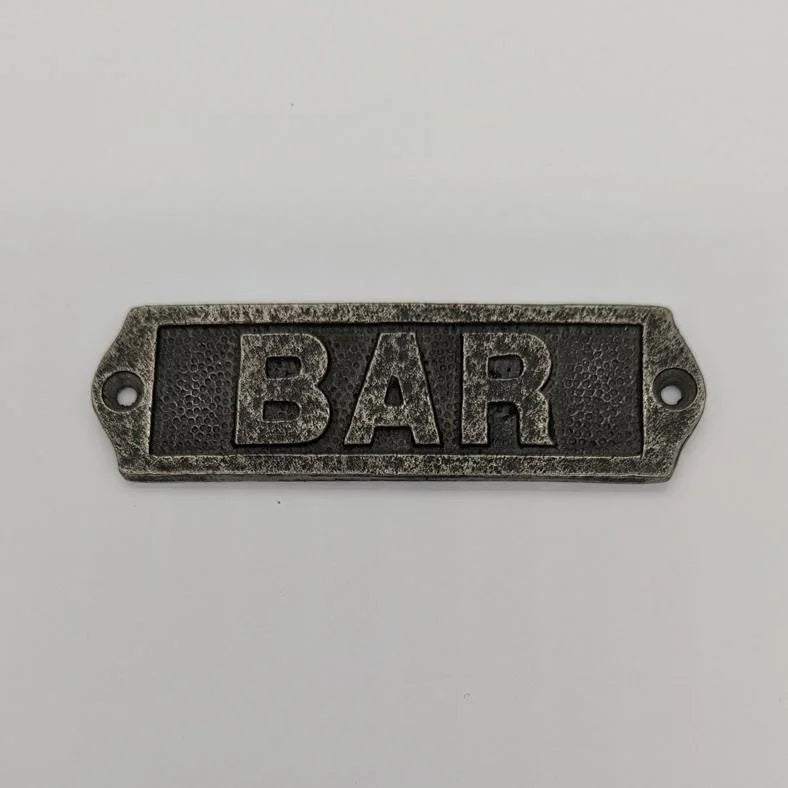 BAR Sign Plaque Antique Style Cast Iron