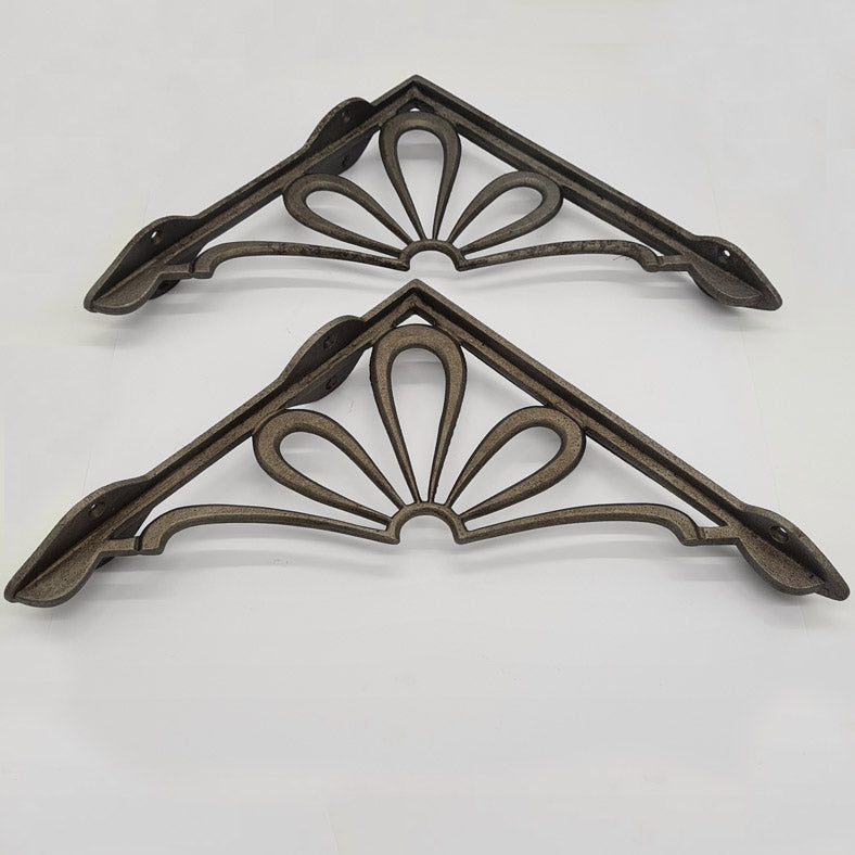 Pair of Shelf Brackets Antique Style Cast Iron DAISY 230 x 230