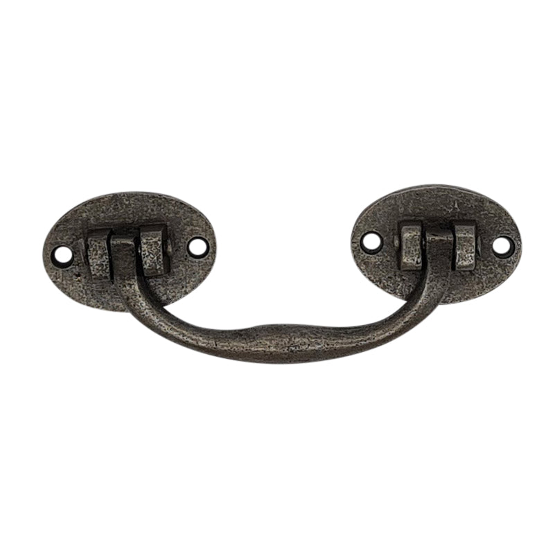 Lifting Handle Cast Oval Mounting Plates Antique Iron 140mm