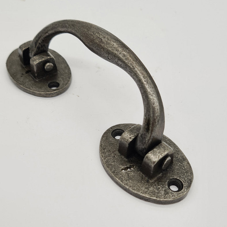 Lifting Handle Cast Oval Mounting Plates Antique Iron 140mm