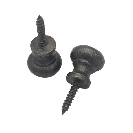 Cast Antique Iron Bureau Button Knob Screw In 16mm