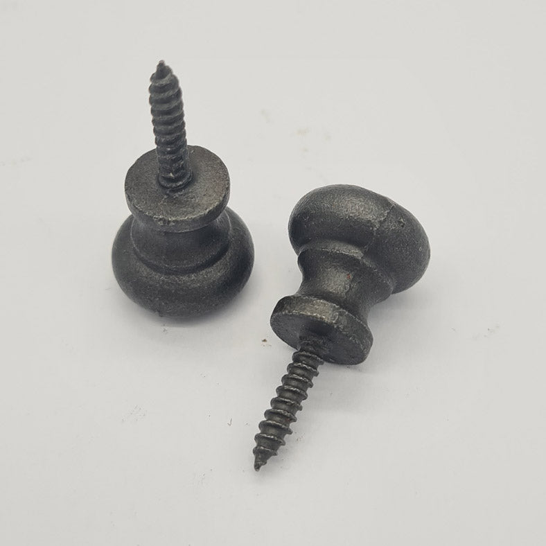 Cast Antique Iron Bureau Button Knob Screw In 16mm