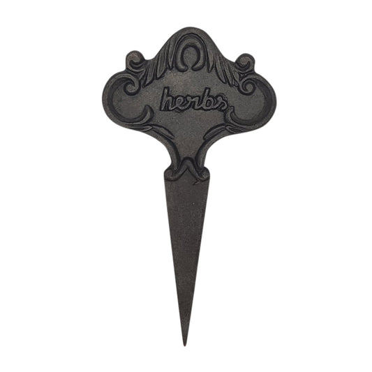 Cast Iron plant stake with HERBS design