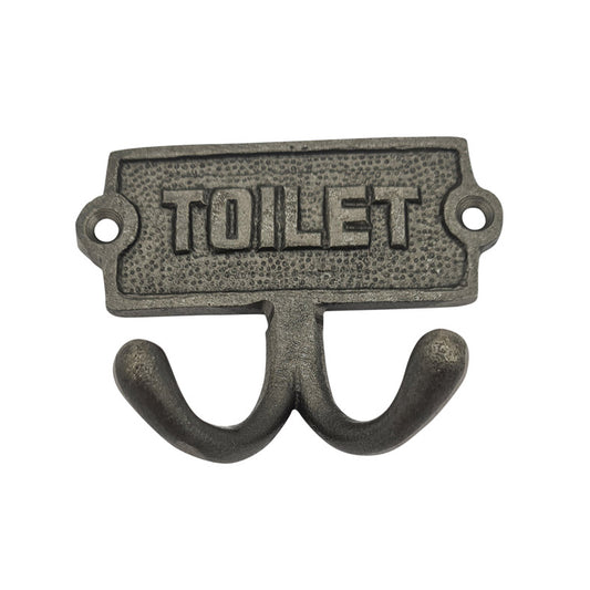 Wall / Door Plaque with TOILET text and Robe Hooks